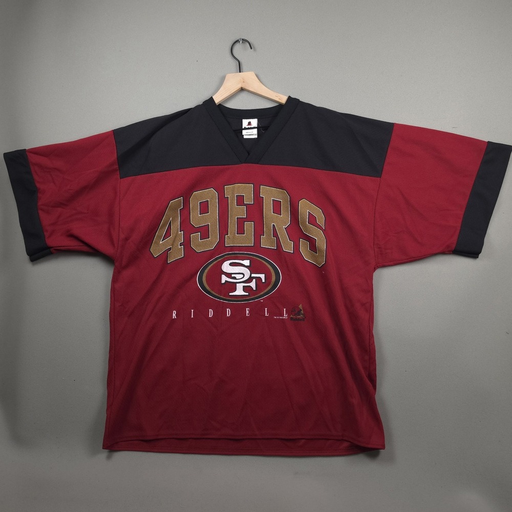 Vintage 1996 Riddell San Francisco 49ers Jersey Shirt Mens L Red Black NFL USA